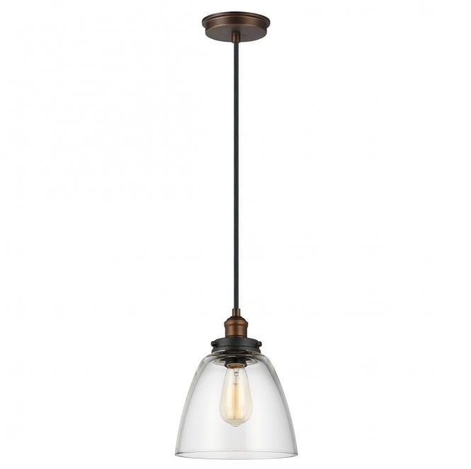 Feiss FE-BASKIN-P-B-BR Baskin 1 Light Pendant in a Painted Aged Brass and Dark Weathered Zinc Finish