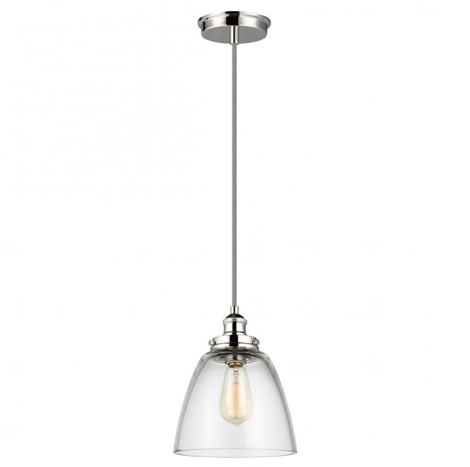 Feiss FE-BASKIN-P-B-PN Baskin 1 Light Pendant in a Polished Nickel Finish
