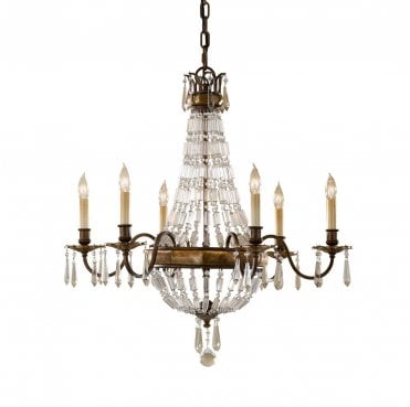 FE-BELLINI6 Bellini 6 Light Chandelier in an Oxidized and British Bronze Finish