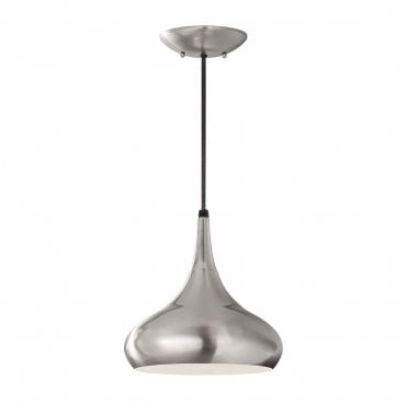 FE-BESO-P-M-BS Beso 1 Light Medium Pendant in a Brushed Steel Finish