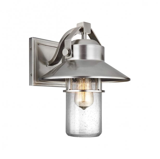 Feiss FE-BOYNTON2-M Boynton Outdoor IP44 1 Light Medium Wall Lantern in a Painted Brushed Steel Finish