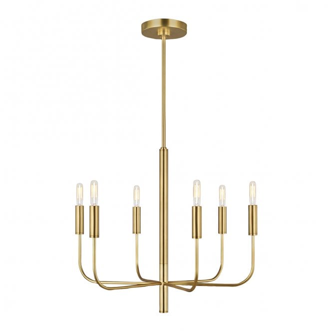 Feiss FE-BRIANNA6-BB Brianna 6 Light Chandelier in a Burnished Brass Finish