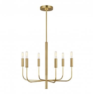FE-BRIANNA6-BB Brianna 6 Light Chandelier in a Burnished Brass Finish