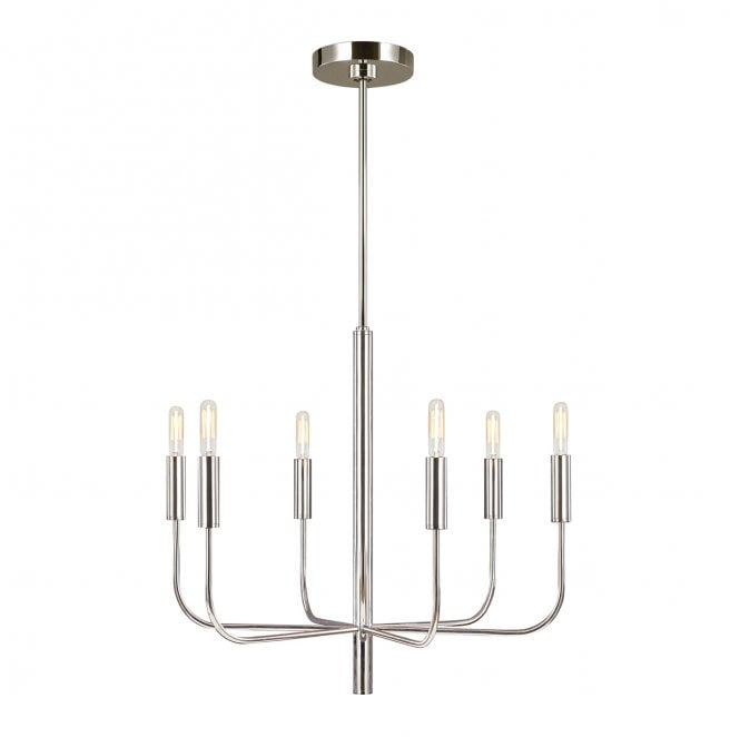 Feiss FE-BRIANNA6-PN Brianna 6 Light Chandelier in a Polished Nickel Finish