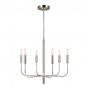 FE-BRIANNA6-PN Brianna 6 Light Chandelier in a Polished Nickel Finish
