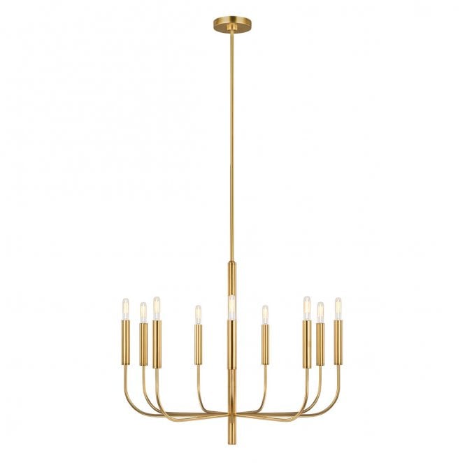 Feiss FE-BRIANNA9-BB Brianna 9 Light Chandelier in a Burnished Brass Finish