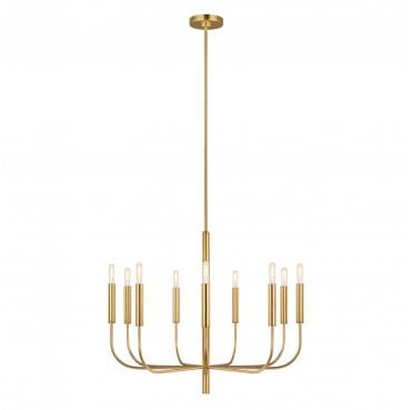FE-BRIANNA9-BB Brianna 9 Light Chandelier in a Burnished Brass Finish