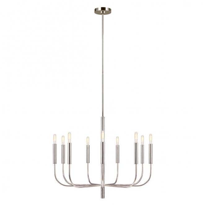 Feiss FE-BRIANNA9-PN Brianna 9 Light Chandelier in a Polished Nickel Finish