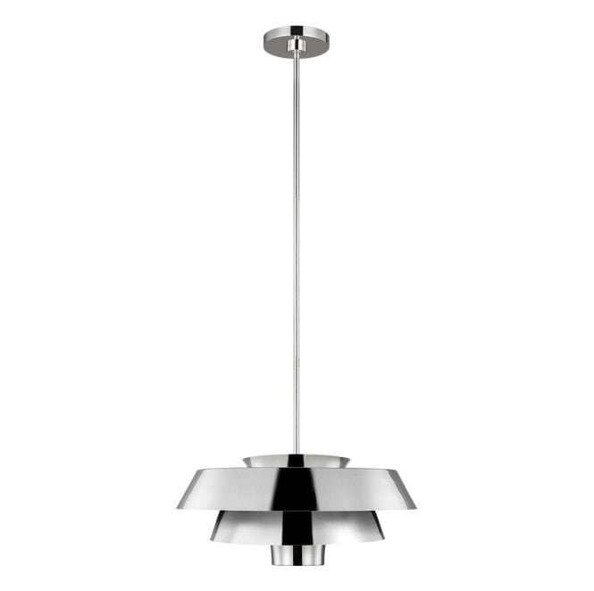 Feiss FE-BRISBIN-PN Brisbin 1 Light Pendant in a Polished Nickel Finish