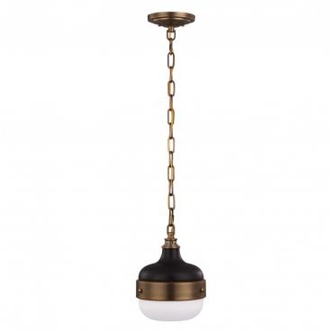 FE-CADENCE-1P-MB Cadence 1 Light Mini Pendant in a Dark Antique Brass and Matt Black FInish