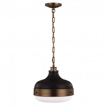 FE-CADENCE-2P-MB Cadence 2 Light Pendant in a Dark Antique Brass and Matt Black Finish