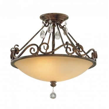 FE-CHATEAU-SF Chateau 2 Light Semi-Flush Light in a Mocha Bronze Finish