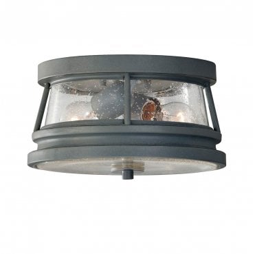 FE-CHELSEAHBR-F Chelsea Harbor Outdoor IP44 2 Light Flush Lantern in a Storm Cloud Finish