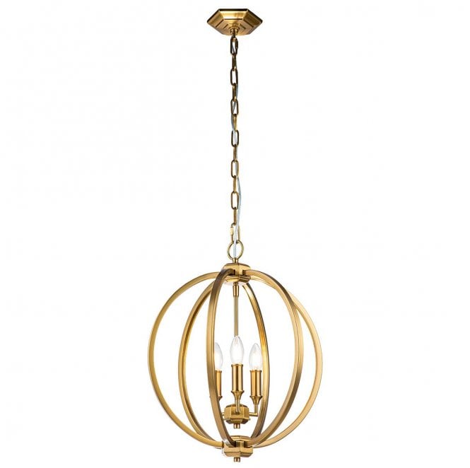 Feiss FE-CORINNE-3P-M-BB Corinne 3 Light Medium Pendant in a Burnished Brass Finish