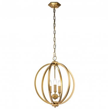 FE-CORINNE-3P-M-BB Corinne 3 Light Medium Pendant in a Burnished Brass Finish