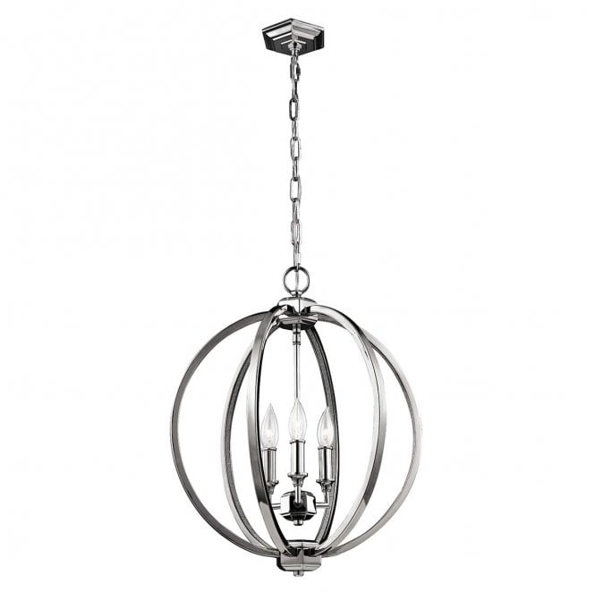 Feiss FE-CORINNE-3P-M Corinne 3 Light Medium Pendant in a Polished Chrome Finish with Crystals