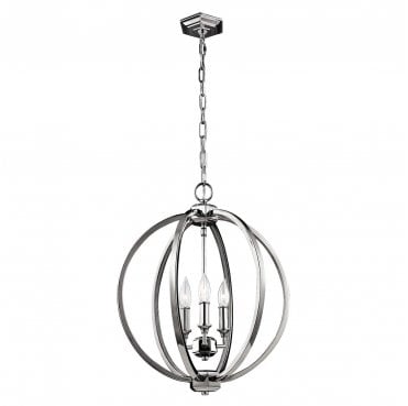 FE-CORINNE-3P-M Corinne 3 Light Medium Pendant in a Polished Chrome Finish with Crystals