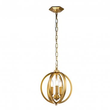 FE-CORINNE-3P-S-BB Corinne 3 Light Small Pendants in a Burnished Brass Finish