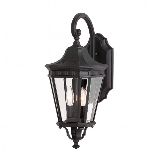 Feiss FE-COTSLN2-M-BK Cotswold Lane Outdoor IP44 2 Light Medium Wall Lantern in a Black Finish