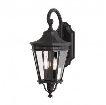FE-COTSLN2-M-BK Cotswold Lane Outdoor IP44 2 Light Medium Wall Lantern in a Black Finish