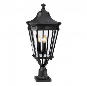 FE-COTSLN3-L-BK Cotswold Lane Outdoor IP44 3 Light Large Pedestal in a Black Finish