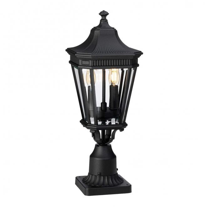 Feiss FE-COTSLN3-M-BK Cotswold Lane Outdoor IP44 2 Light Medium Pedestal in a Black Finish