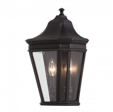 FE-COTSLN7-BK Cotswold Lane Outdoor IP44 2 Light Half Wall Lantern in a Black Finish