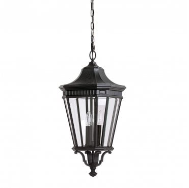 FE-COTSLN8-L-BK Cotswold Lane Outdoor IP23 3 Light Large Chain lantern in a Black Finish
