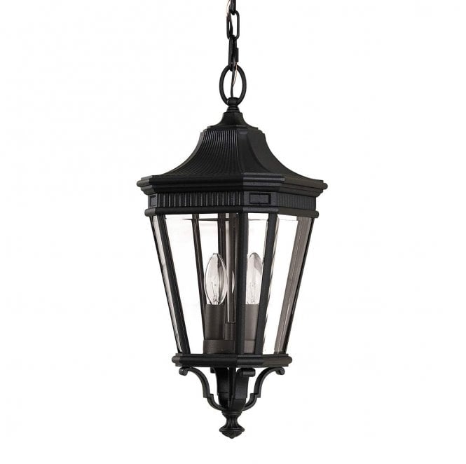 Feiss FE-COTSLN8-M-BK Cotswold Lane Outdoor IP23 2 Light Medium Chain Lantern in a Black Finish