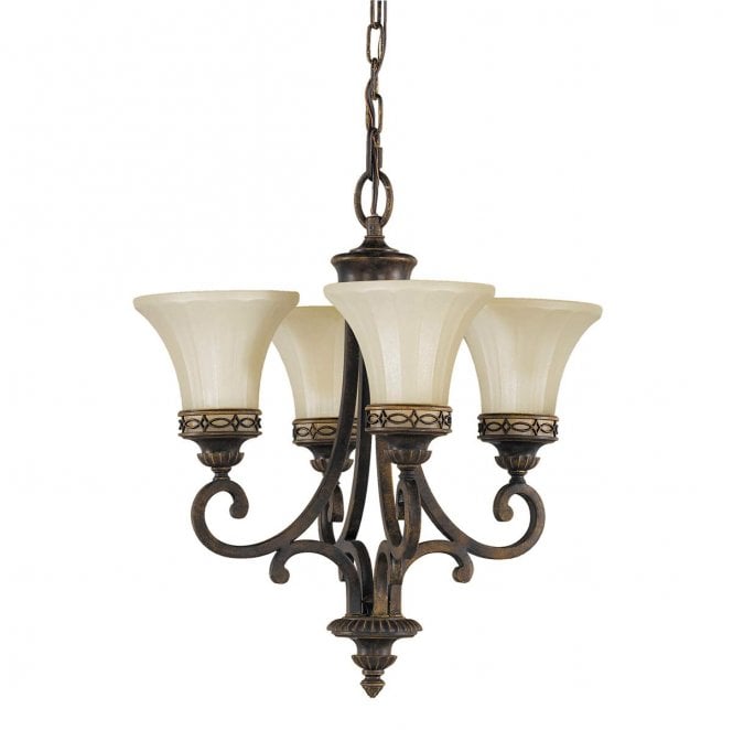 Feiss FE-DRAWING-ROOM4 Drawing Room 4 Light Chandelier in a Walnut Finish
