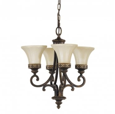 FE-DRAWING-ROOM4 Drawing Room 4 Light Chandelier in a Walnut Finish