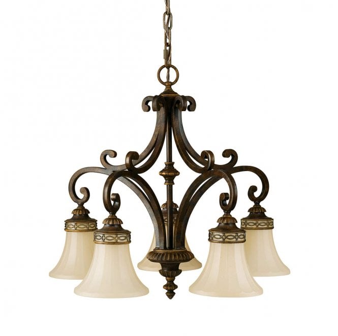 Feiss FE-DRAWING-ROOM5 Drawing Room 5 Light Chandelier in a Walnut Finish