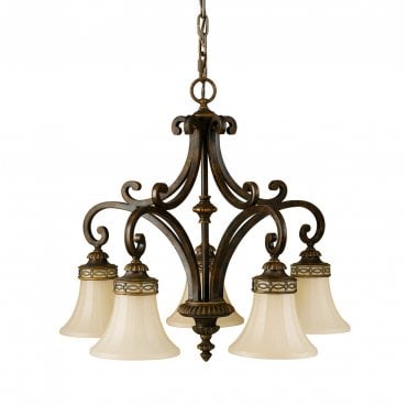 FE-DRAWING-ROOM5 Drawing Room 5 Light Chandelier in a Walnut Finish