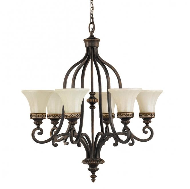 Feiss FE-DRAWING-ROOM6 Drawing Room 6 Light Chandelier in a Walnut Finish