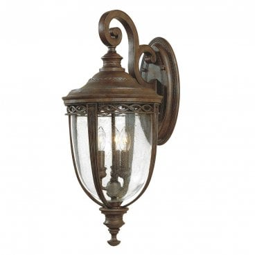 FE-EB2-L-BRB English Bridle Outdoor IP44 3 Light Large Wall Lantern in a British Bronze Finish