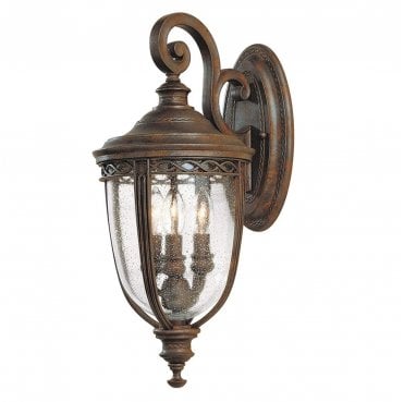 FE-EB2-M-BRB English Bridle Outdoor IP44 3 Light Medium Wall Lantern in a British Bronze Finish