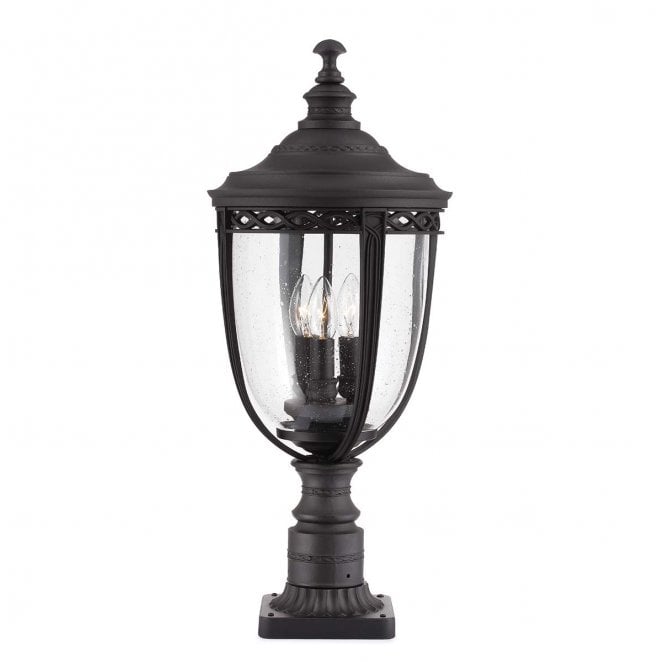 Feiss FE-EB3-L-BLK English Bridle Outdoor IP44 3 Light Large Pedestal in a Black Finish