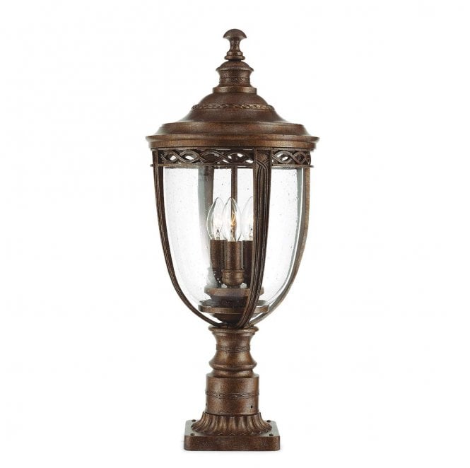 Feiss FE-EB3-L-BRB English Bridle Outdoor IP44 3 Light Large Pedestal in a British Bronze Finish