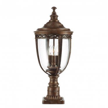 FE-EB3-L-BRB English Bridle Outdoor IP44 3 Light Large Pedestal in a British Bronze Finish