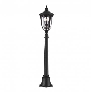 FE-EB4-M-BLK English Bridle Outdoor IP44 3 Light Medium Pillar Lantern in a Black Finish