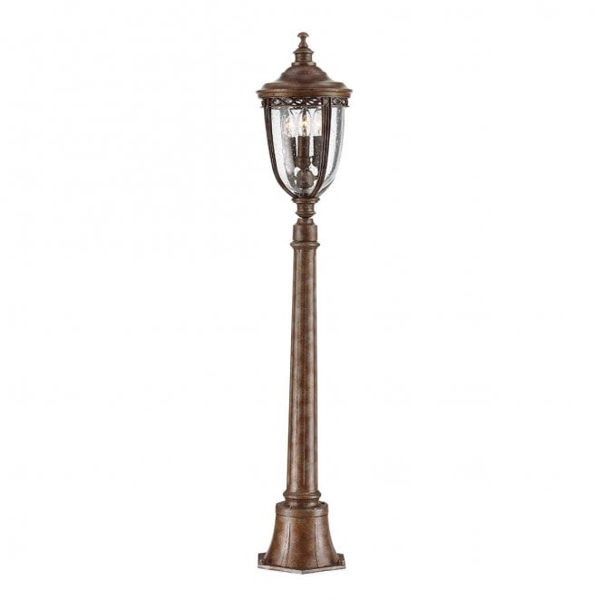 Feiss FE-EB4-M-BRB English Bridle Outdoor IP44 3 Light Medium Pillar Lantern in a British Bronze Finish