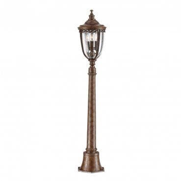 FE-EB4-M-BRB English Bridle Outdoor IP44 3 Light Medium Pillar Lantern in a British Bronze Finish