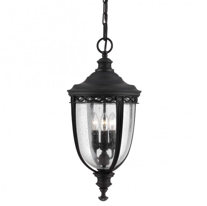 Feiss FE-EB8-L-BLK English Bridle Outdoor IP44 3 Light Large Chain Lantern in a Black Finish