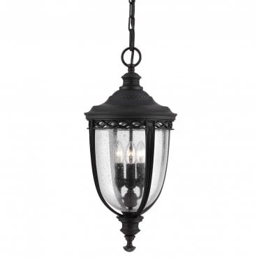 FE-EB8-L-BLK English Bridle Outdoor IP44 3 Light Large Chain Lantern in a Black Finish