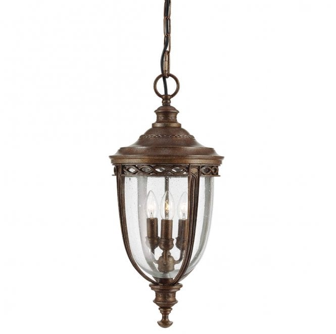 Feiss FE-EB8-L-BRB English Bridle Outdoor IP44 3 Light Large Chain Lantern in a British Bronze Finish