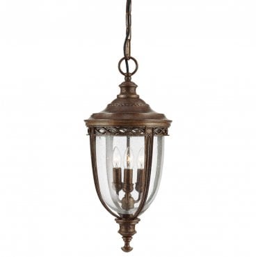 FE-EB8-L-BRB English Bridle Outdoor IP44 3 Light Large Chain Lantern in a British Bronze Finish