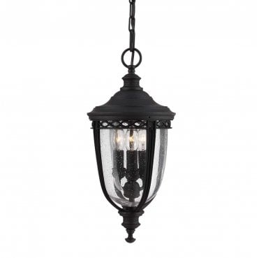 FE-EB8-M-BLK English Bridle Outdoor IP44 3 Light Medium Chain Lantern in a Black Finish