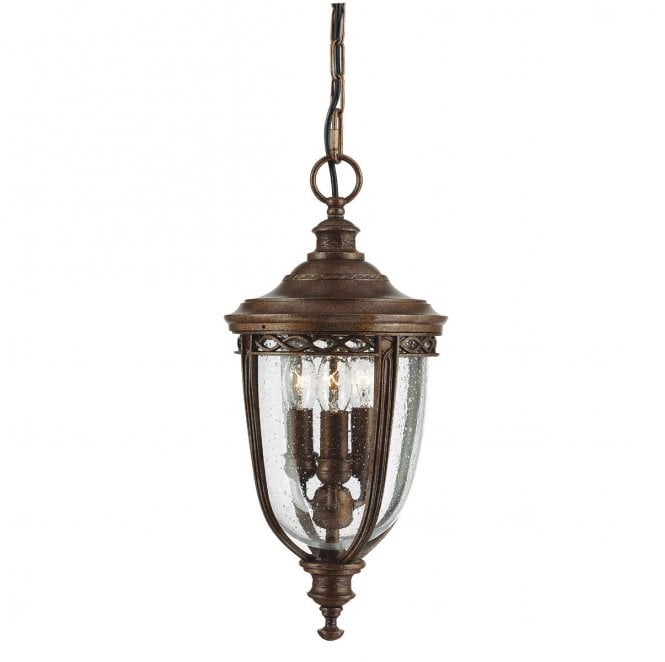 Feiss FE-EB8-M-BRB English Bridle Outdoor IP44 3 Light Medium Chain Lantern in a British Bronze Finish