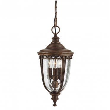 FE-EB8-M-BRB English Bridle Outdoor IP44 3 Light Medium Chain Lantern in a British Bronze Finish