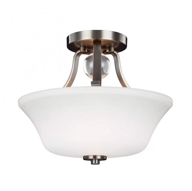 Feiss FE-EVINGTON-SF-SN Evington 2 Light Semi Flush Light in a Satin Nickel Finish